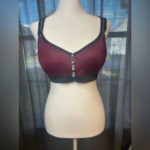 Victoria's Secret Burgundy and Black Strappy Sports Bra